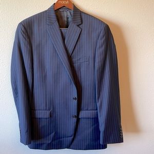 Mens Suit, Lauren Ralph Lauren, navy blue pinstripe, 46L jacket, 42Wx32L pants.
